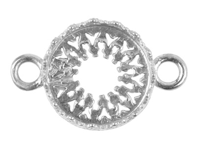 Sterling Silver Round Filigree     Bezel Cup 10mm Double Loop - Standard Image - 1